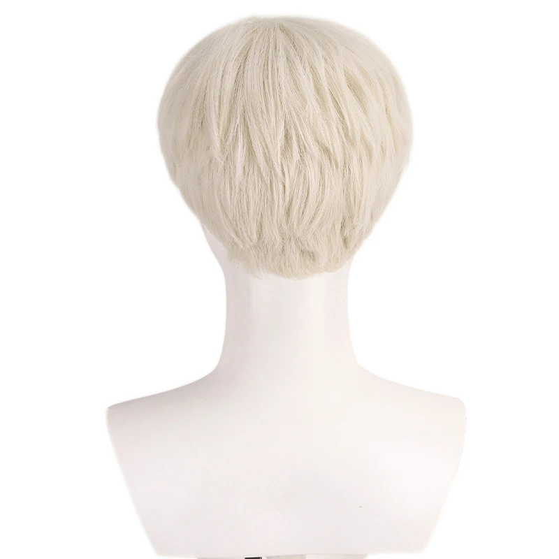 Wholesale Fashion Short Wig White Heat Resistant Synthetic Wig Natural Straight Hair Chemical Fiber Wig Mature Men