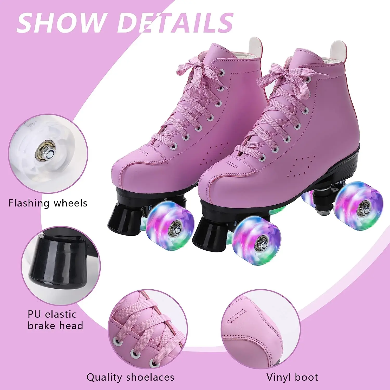 EACH New Arrival Quad Skates Flashing Skate Shoes Unisex Roller Skates for Women Adults Girl