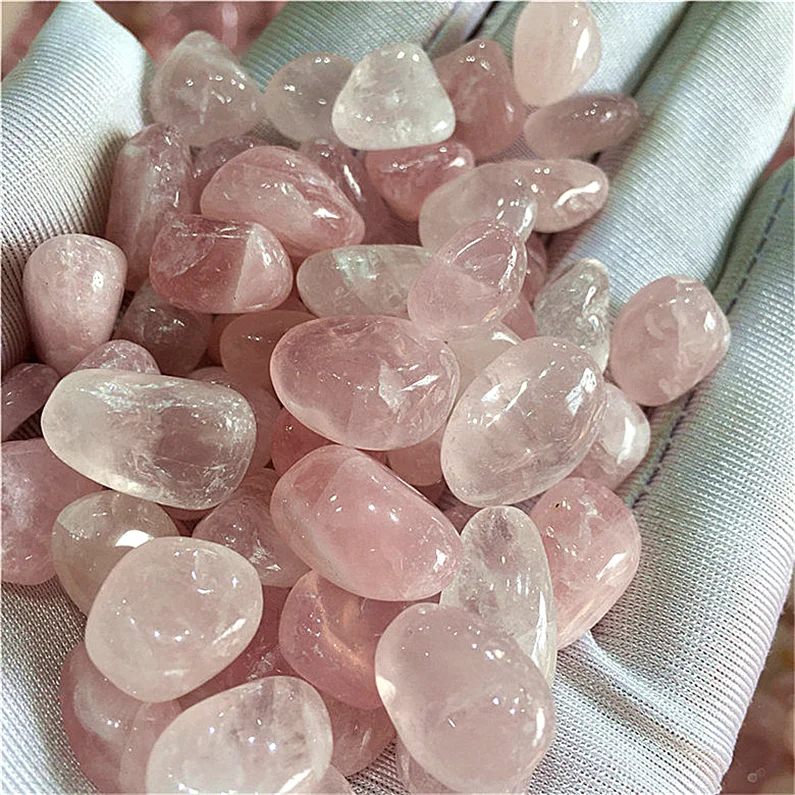 Natural small polished rough quarts stone tumble pink crystal tumbled rose quartz gravel for home decoration