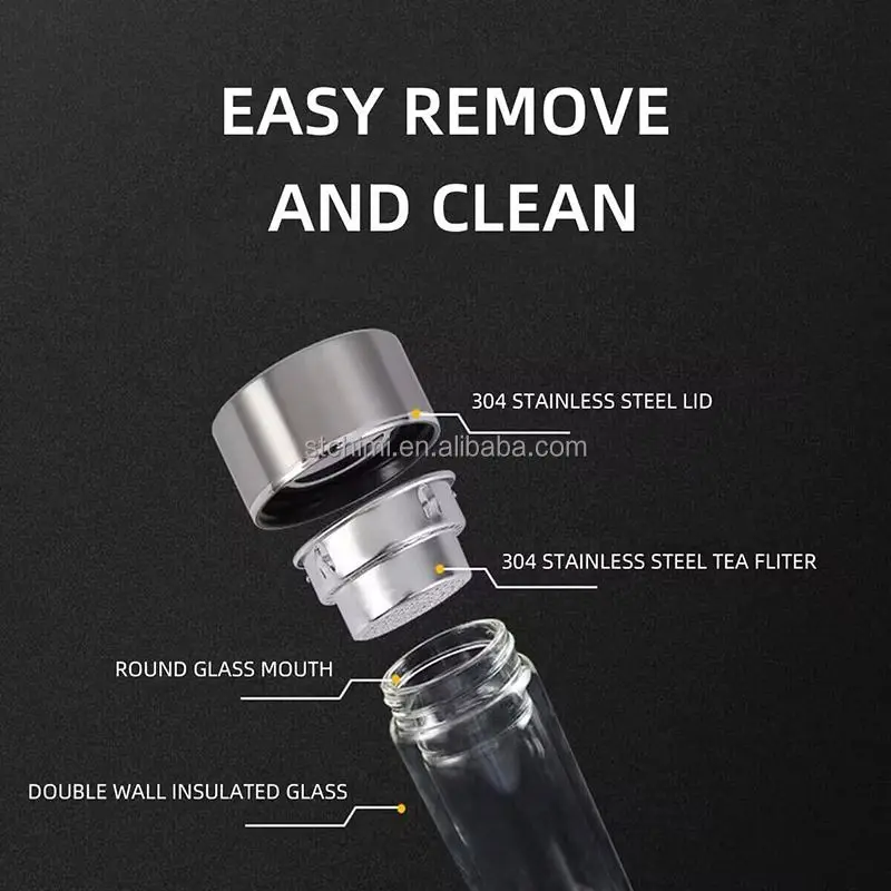 High quality temperature display glass bottle  exquisite notebook metal pen gift set business corporate