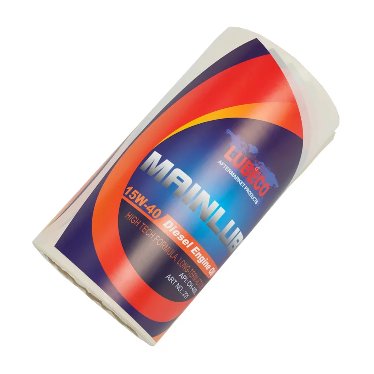 Custom high quality PP PET engine oil label sticker