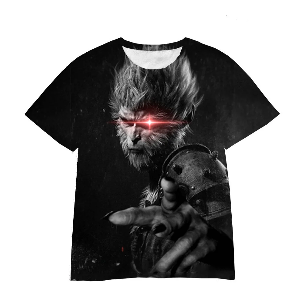 New black myth Wukong cartoon game 3D digital printing loose casual T-shirt