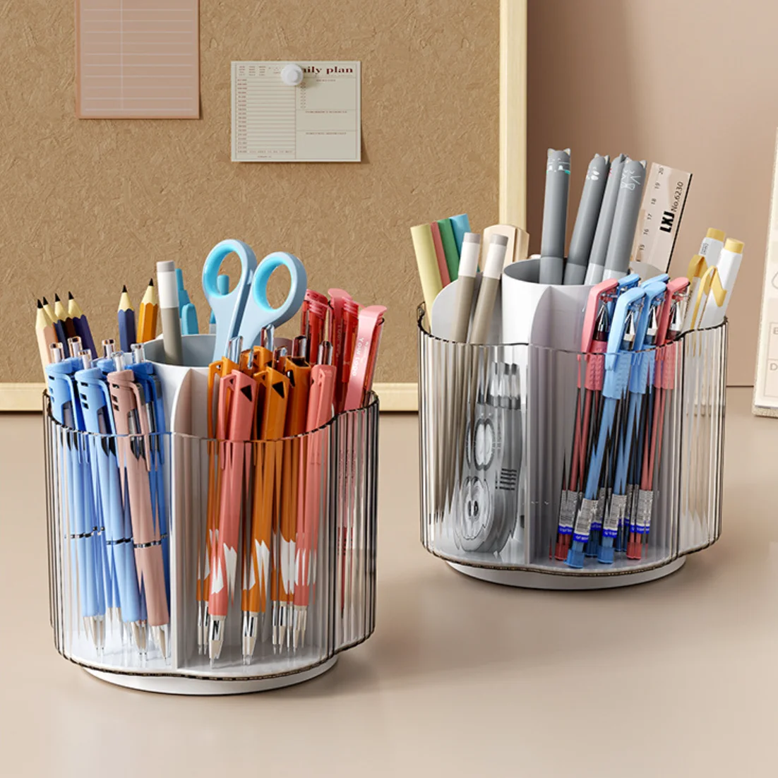 Topwill Large Capacity Office Desk Organizer 360 Rotating Makeup Brush Holder Pen Holder For Kids