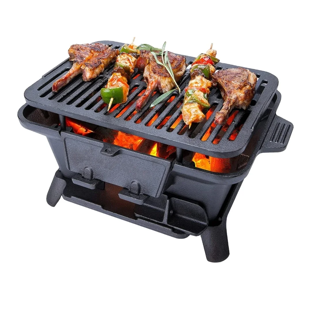 portable camping barbecue grill outdoor Japanese cast iron hibachi charcoal bbq grill