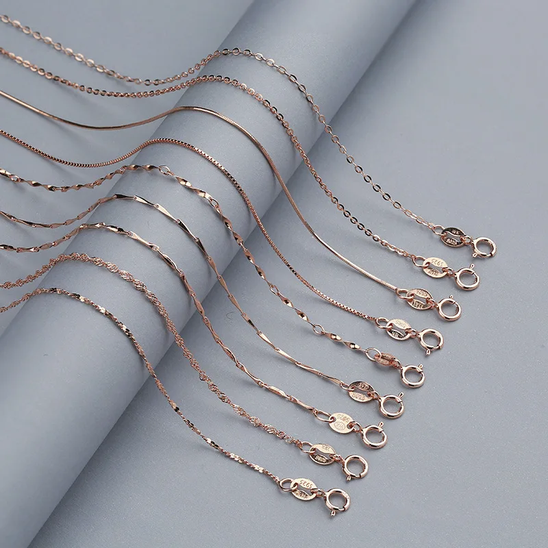 Flynee Fashion High Quality Real Plata 925 Sterling Silver Gold Plated Thin Snake Chain Rope Chain Men Women Necklace Chain