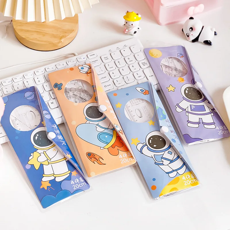 Hang Su original cartoon astronaut set ruler for primary school students 20cm straight cute four-piece supplies