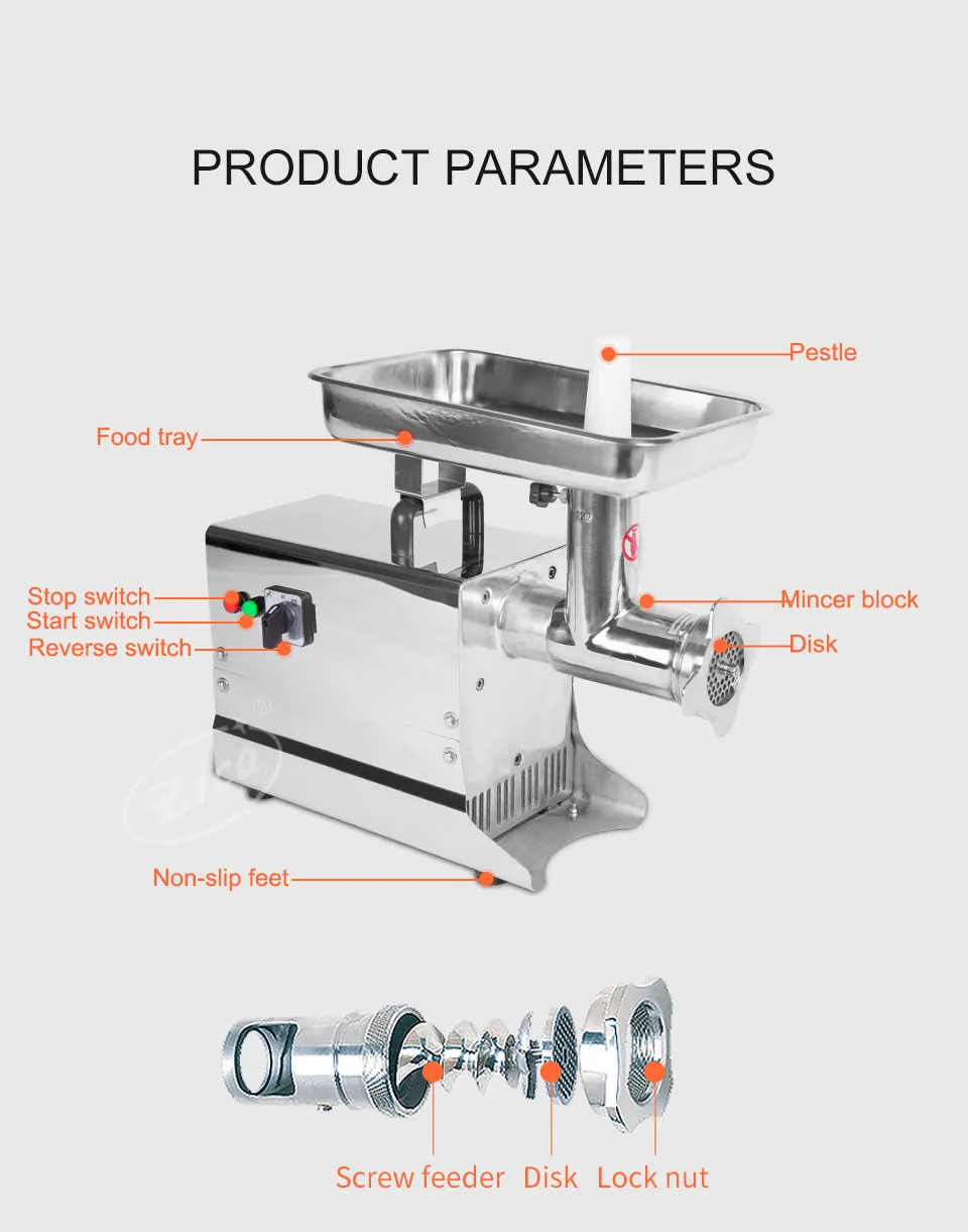 hualing hot sell HFM series commercial stainless steel meat mincer HFM-8 meat grinder