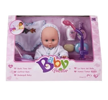 Hot sales bath baby toys 12 inch educational bathtime doll set interesting toy girl doll with two colors mixed