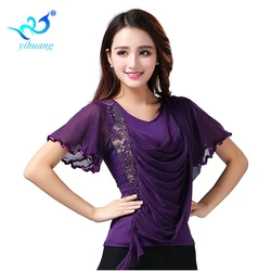 Factory Wholesale Cheap Women Girls Sexy belly dance Salsa Cha cha Rumba Practise Wear/Costume Ballroom Latin Dance Tops