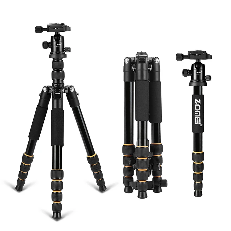 
Zomei Q666 4 sections camera tripod with monopod and ball head tripod kit for dslr 