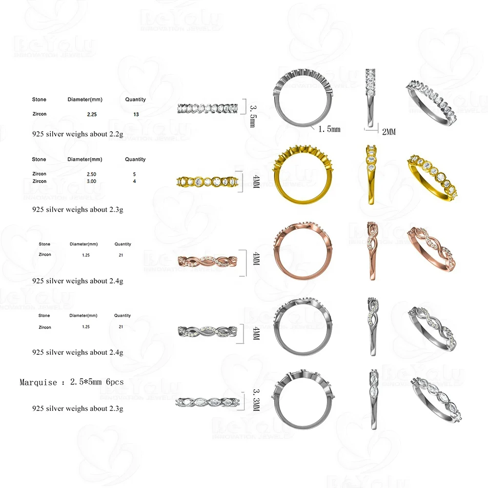 Beyaly CAD Custom Jewelry Classic Style Engagement Thin Ring Silver