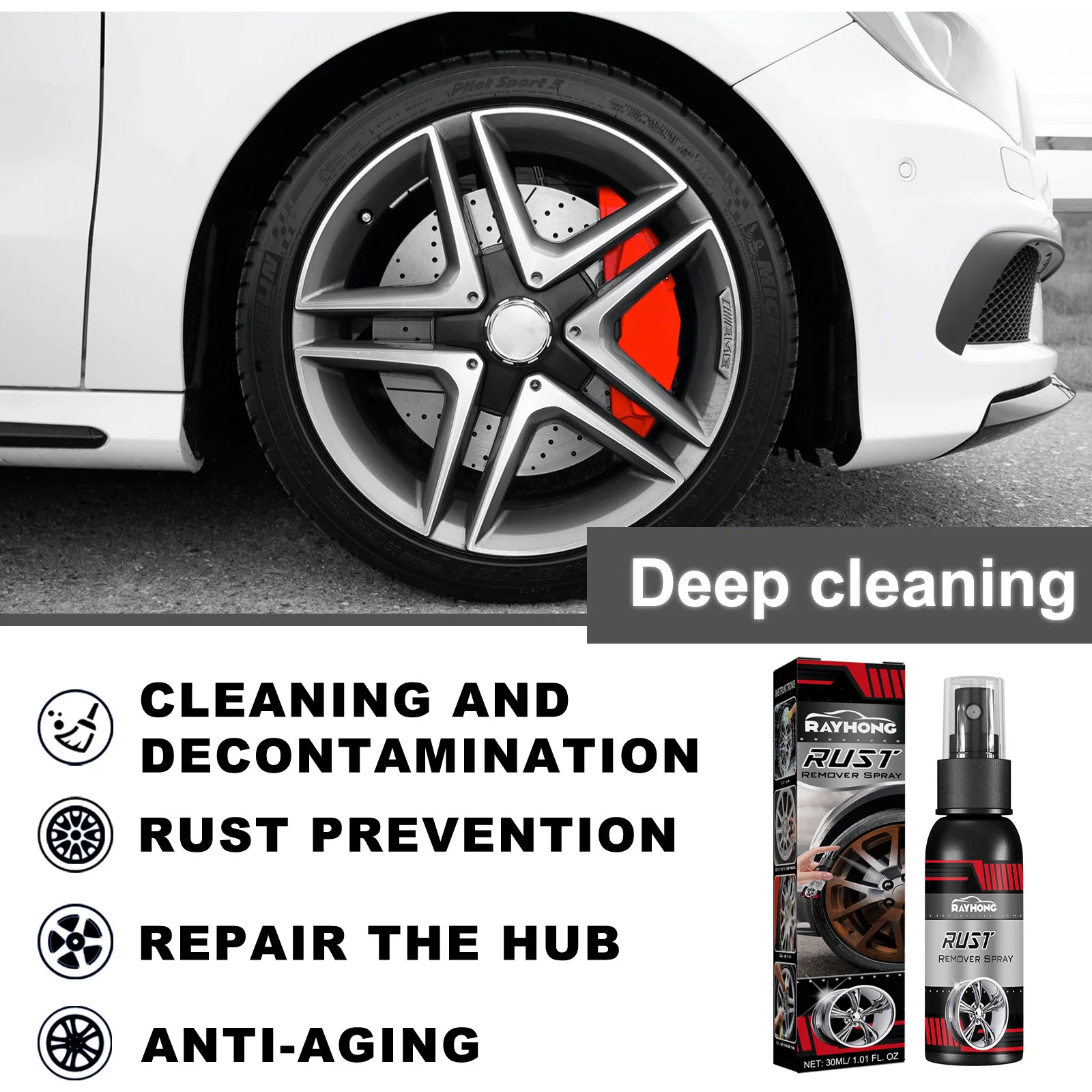 Hot Selling Mild Deep Cleaning Stain Removal Polishing Refurbishment Anti-aging Long-lasting protection Car Wheel Rust Remover