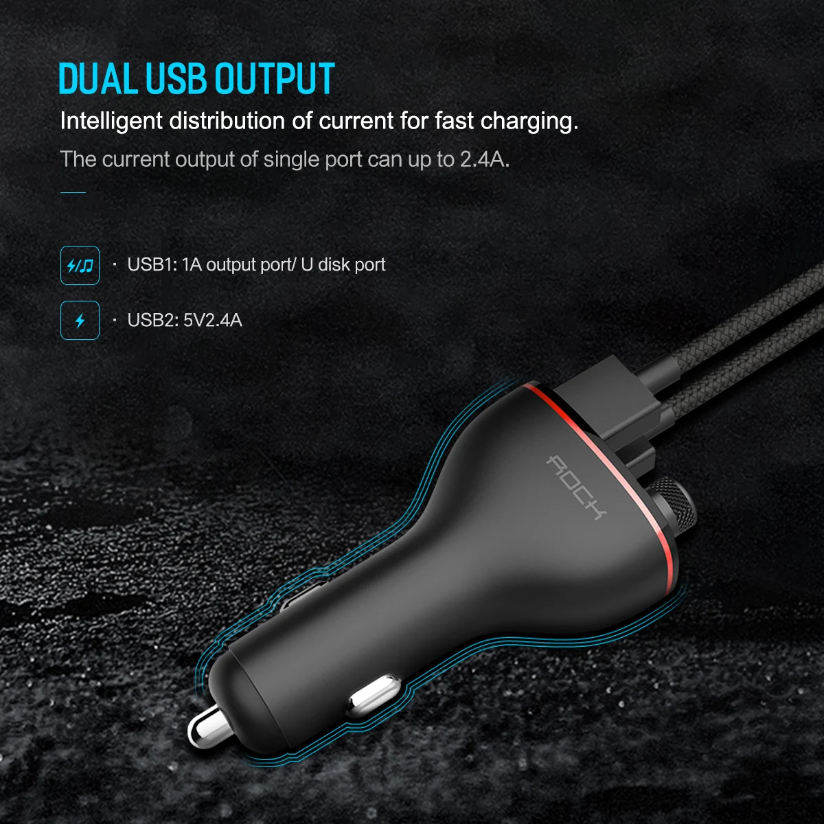ROCK Лидер продаж B300 двойной USB-порт для зарядки