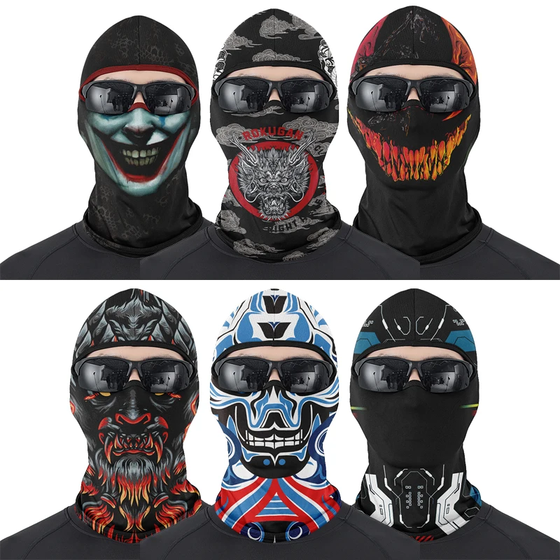 High Quality Summer Breathable Quick Dry Headgear 3D Anime Skull Balaclava Man Full Face Ski Mask