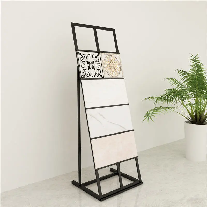 Kainice Customized Wall Mounted Standing Ceramic Tile Marble Tile Displays Wood Flooring Stone Metal Rack For Showroom