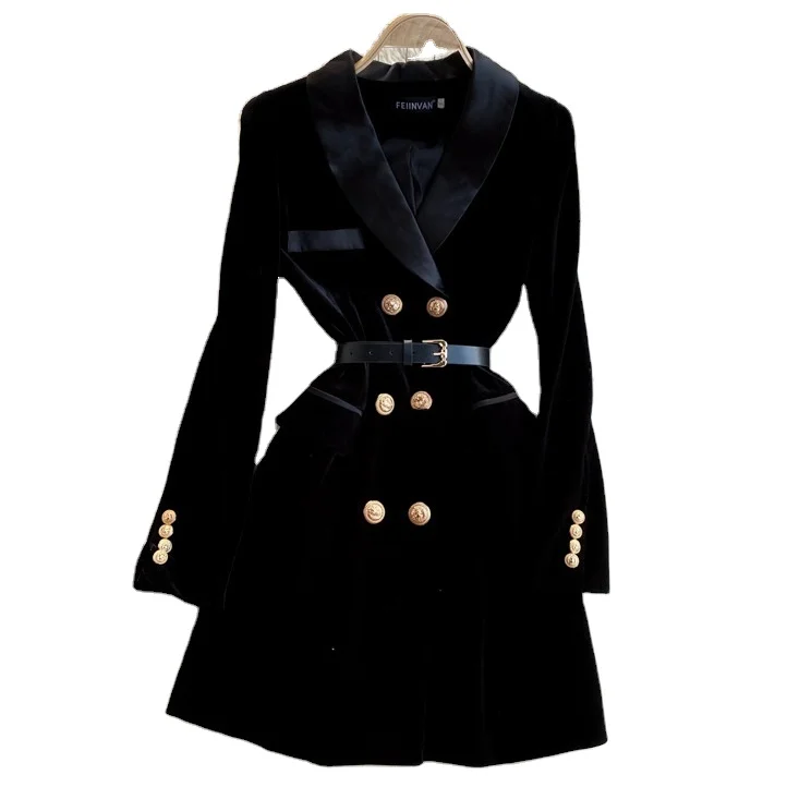 2021 Wholesale Ladies Fashion Solid Color Button Lapel Windbreaker Spring Autumn Coat Trench Outwear Jacket for Women Clothing