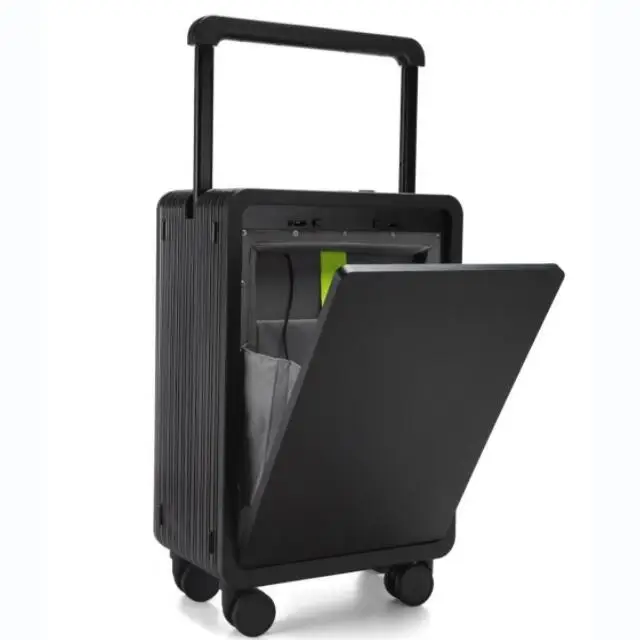 suitcase front opening pocket Mid mounted wide pull rod case suitcase travel luggage set for outdoors riding suitcase