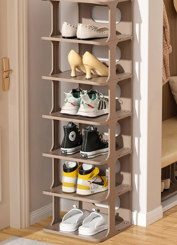 Simple multi-layer PP storage shoe rack Dustproof shoe cabinet Home bathroom  door  free of folding