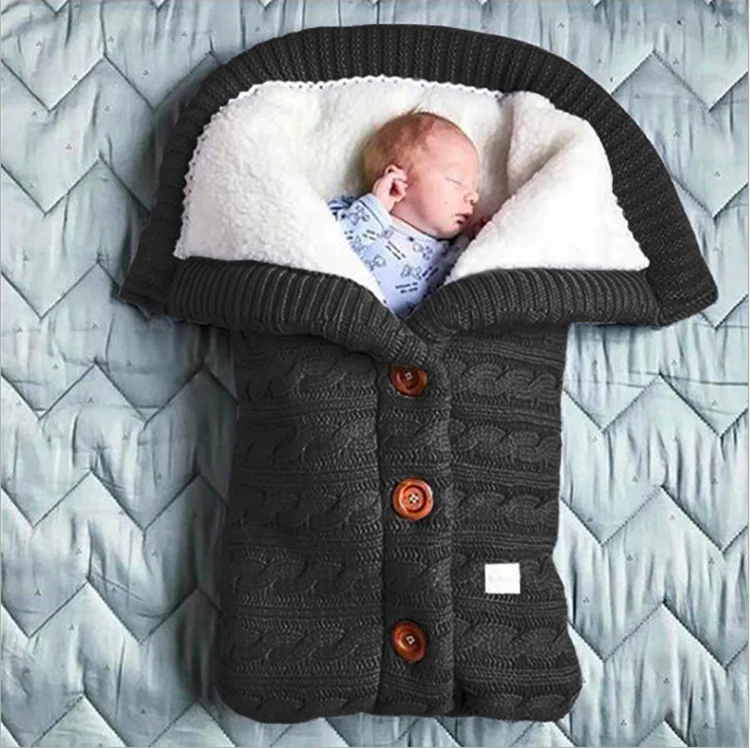 
Outdoor New Born Kids Organic Cotton Knitted Baby Swaddle Sleeping Bag in Stock 