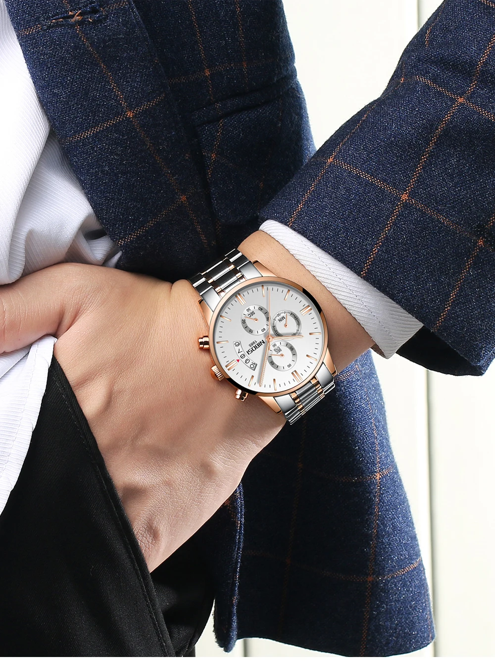  2021 горячая распродажа мужские часы NIBOSI оригинальный логотип хронограф модные простые