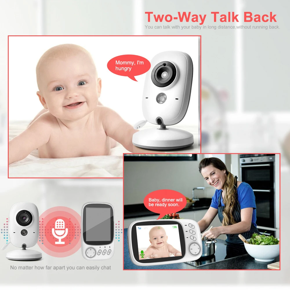 Baby Monitor Wireless With 3.2 Inches LCD 2 Way Audio Talk Night Vision Surveillance Security Camera Babysitter