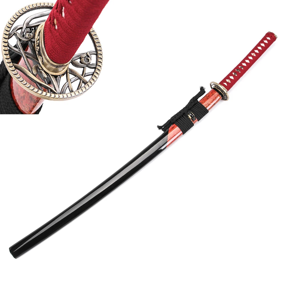 Attractive Design Red Handle Sword Hand Forged Japanese Samurai Ninja Toy Swords
