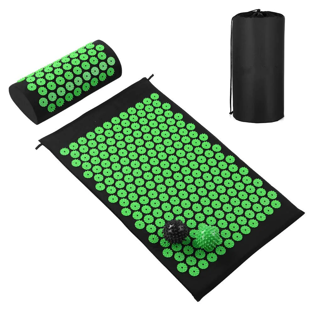 Acupressure Mat and Pillow Set  Acupuncture Yoga Cushion for Back and Neck Pain Relief, Relieve Your Stress and Sciatic Pain