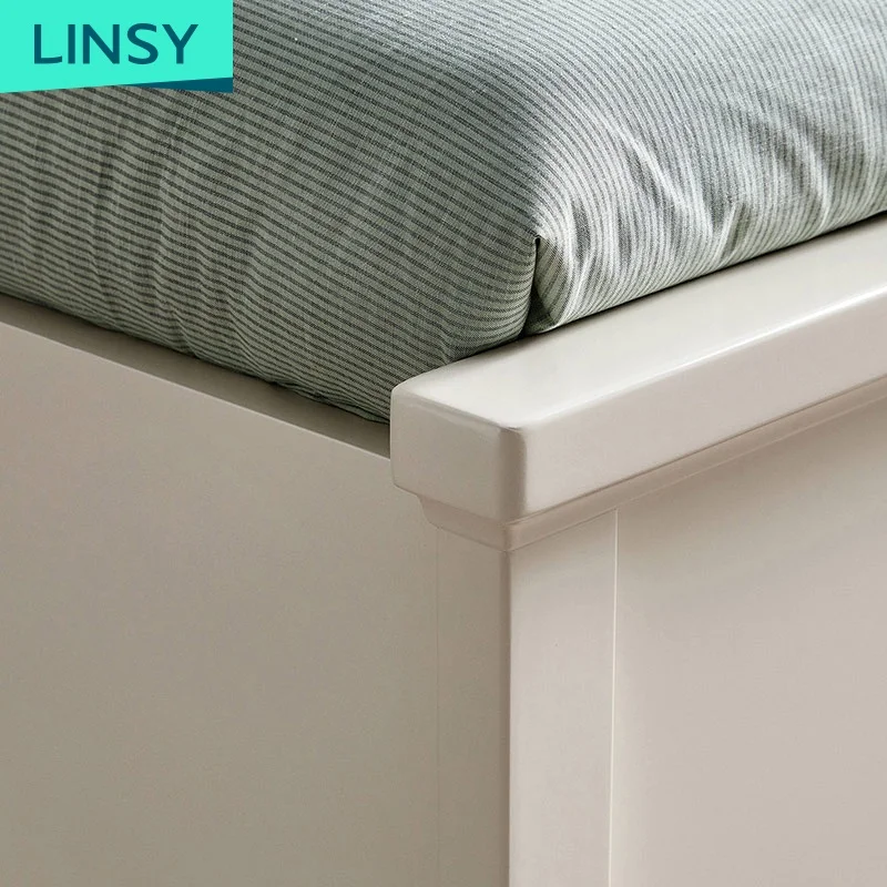 Linsy Best Selling King Size Wooden Bed Frame Double Designs Solid Wood Bed BD4A