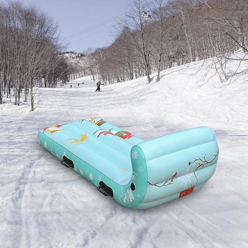 The factory developed 6 PVC inflatable skis single double people two curved ski mat inflatable snow tube snow sled