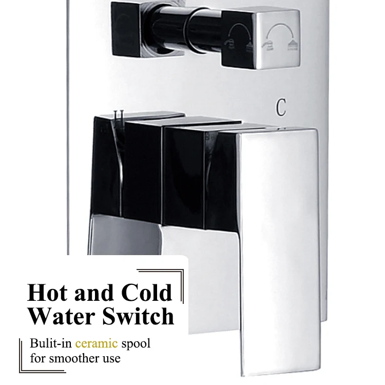 Wall Mounted Concealed Shower Faucet Valve Single Lever Two functions Brass Shower Mixer Valve with Diverter