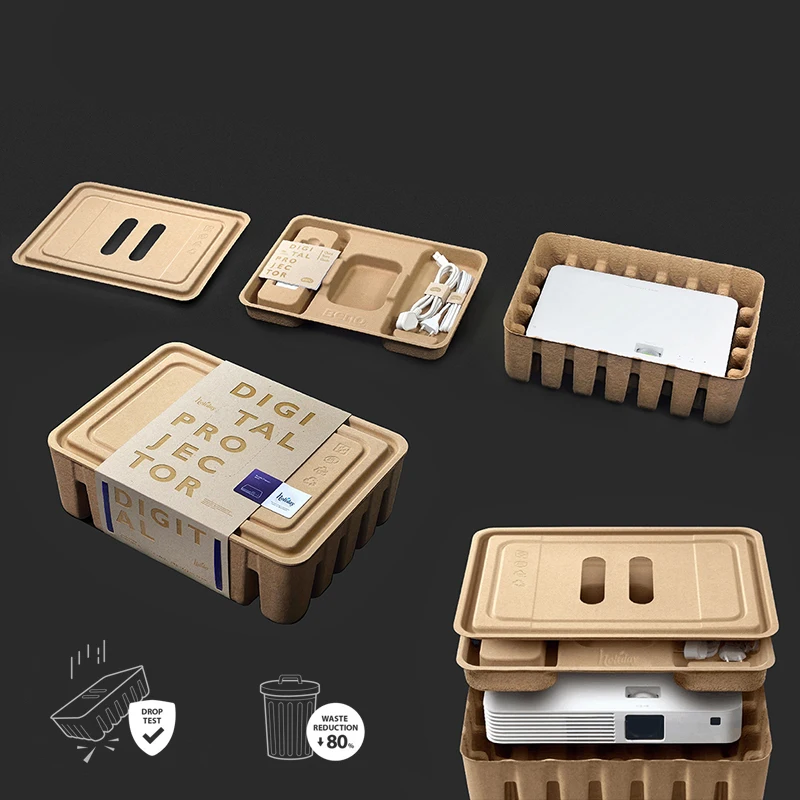 
Bio degradable antistatic shock-proof instrument electronics cosmetics food medicine pulp display packaging box PDQ 
