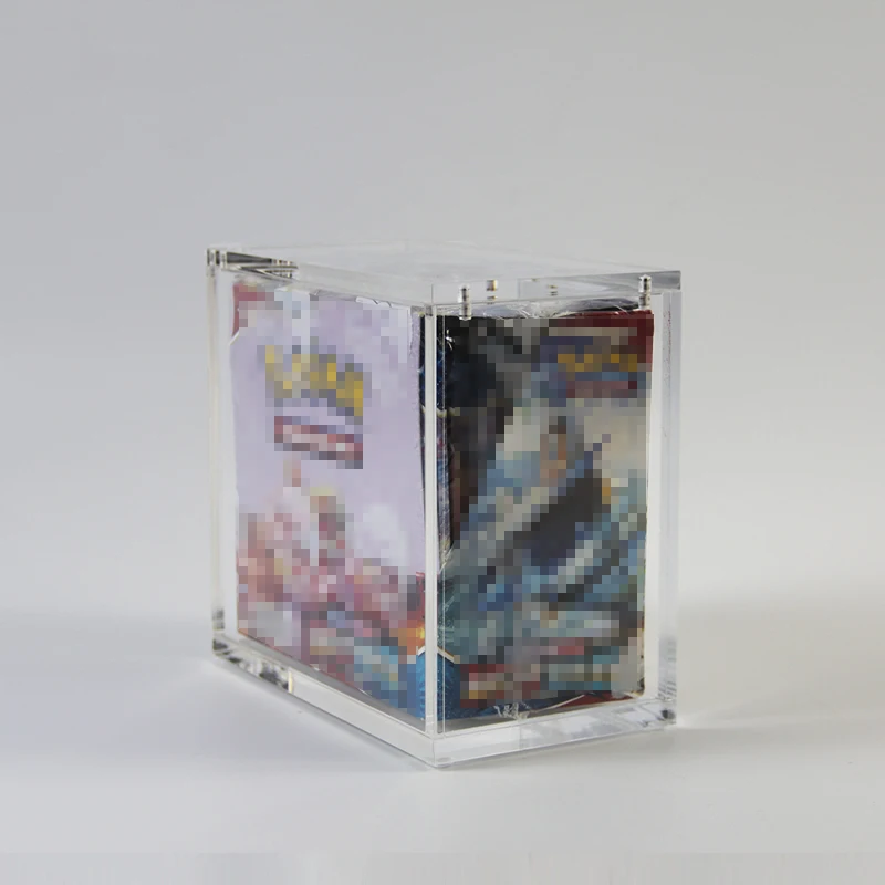 Wholesale acrylic pokemoned cards booster box display case with magnetic lid