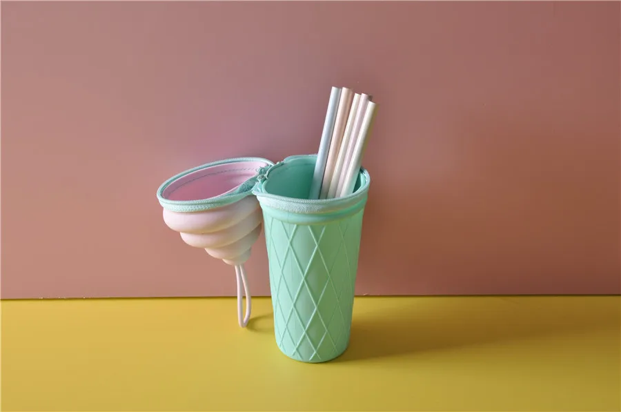 Custom durable fashion school pencil case creative novelty ice-cream shape pen pouch