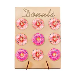 DIY Wooden Wall Rustic Wedding Decoration Table Donut Party Decor retail donuts display rack wooden display shelf rack