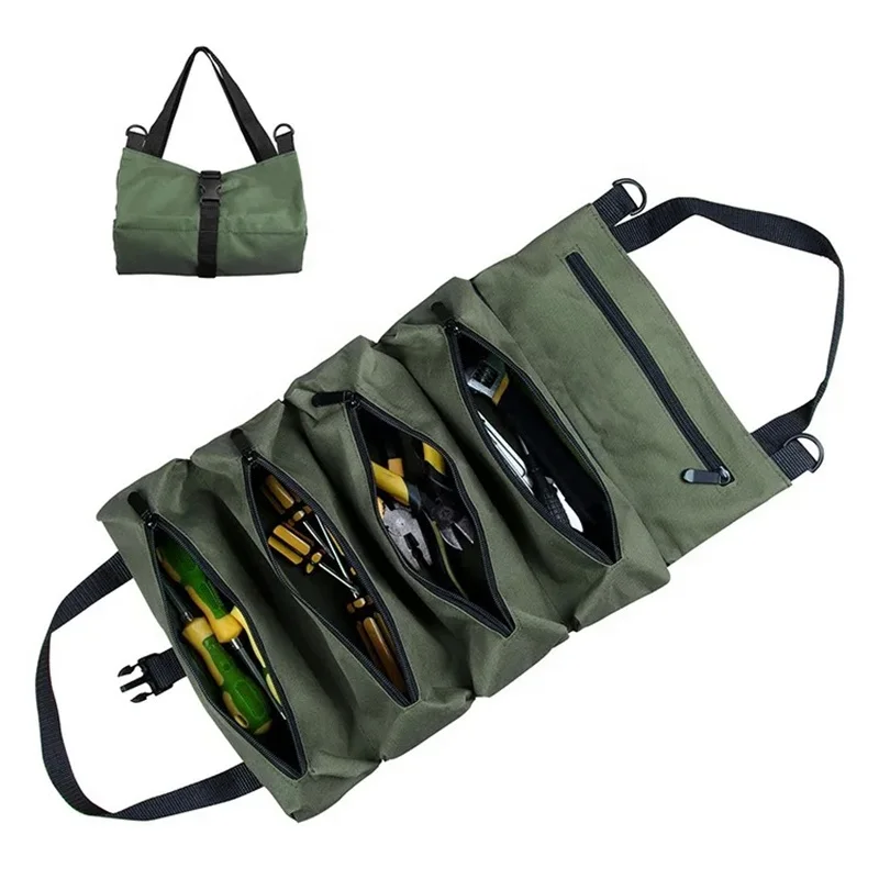 QJ Multi-Purpose Portable Custom Canvas Tool Bag Waterproof Canvas Pouch Tool Bag Hardware Car Tool Bag