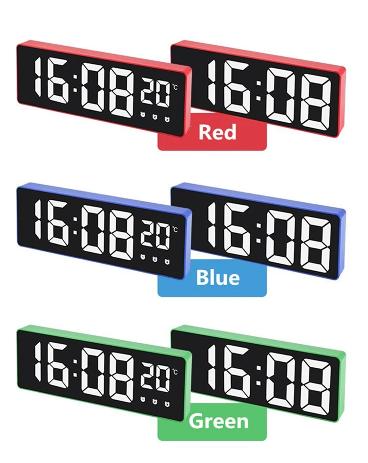 Modern Minimalist Fashion Student Digital alarm clock Bedside Large screen LED digital mirror clock
