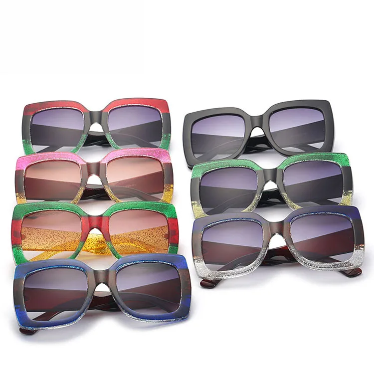 Fashion women girls colorful clear lens rainbow  small square frame shades sunglasses