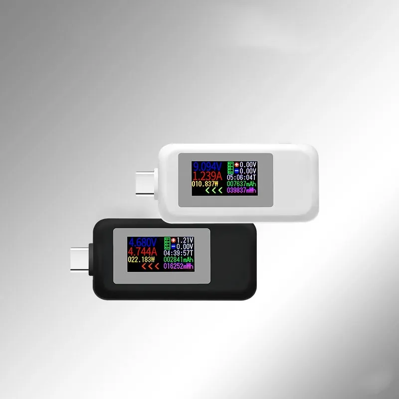 Type-C Tester Current 4-30V  Timing Ammeter 10 in 1 USB-C Charging Cable Color screen USB-C Voltage Current Tester