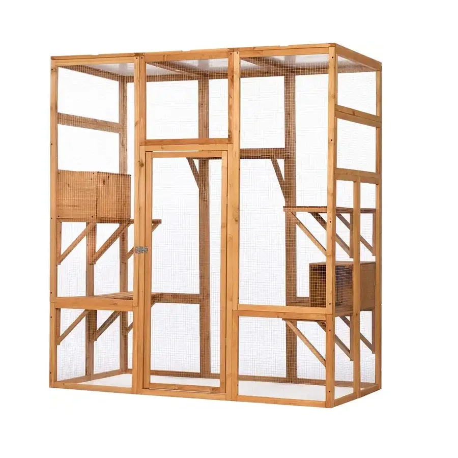 Large Wooden Animal Cages Cat Enclosure Chicken Coop Pet Cage & Houses Pet Playhouse Run House with Hammock