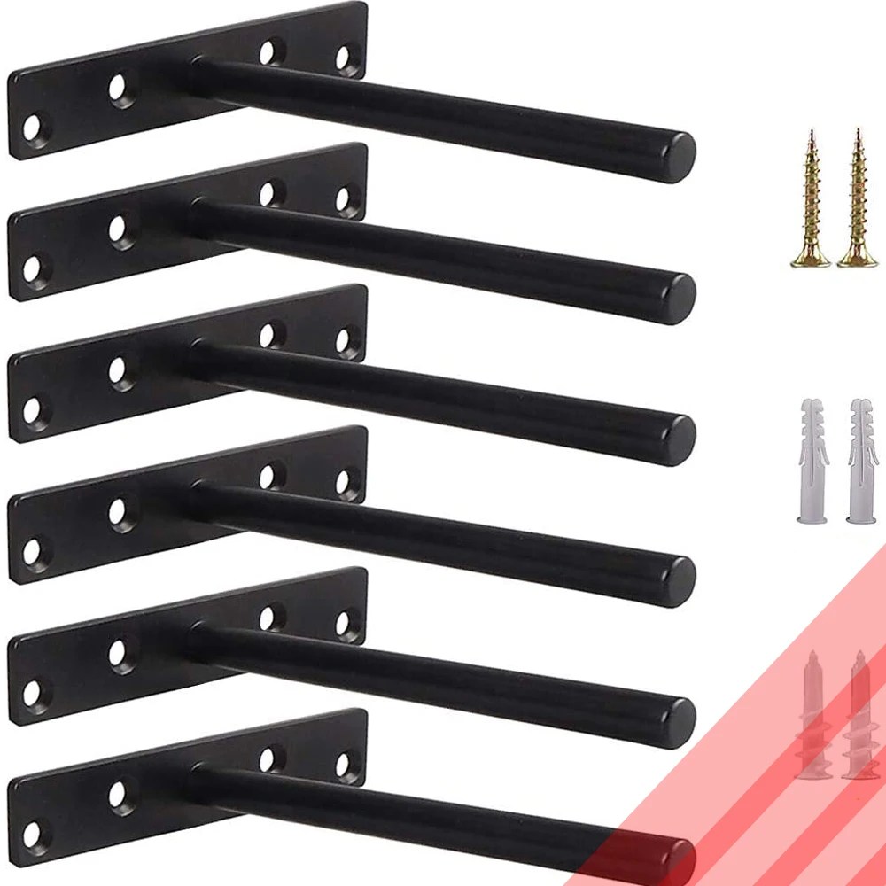 Custom Black powder coating Floating Shelf Bracket Hidden Invisible Heavy Duty stamping welding pipe brackets