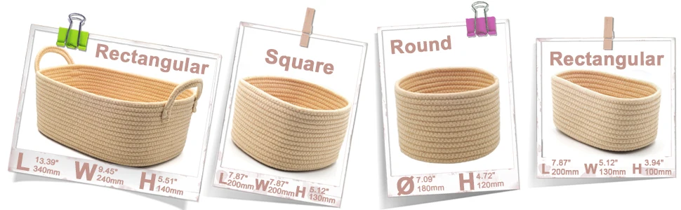 KUYUE Rope Woven Decorative Foldable Storage Basket Modern Folding 4-pack XL 100% Cotton Customizable Custom Size Accepted