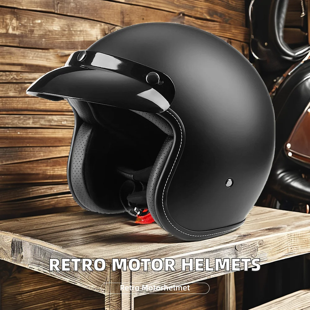 High Quality Vintage Open Face ABS Motorcycle Helmets Retro Dual Sport Smart Scooter Gear for Riding