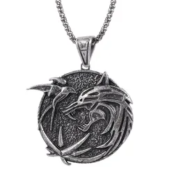 Games  Witcher 3 Surrounding Wolf Head Necklace Witcher Pendant necklace