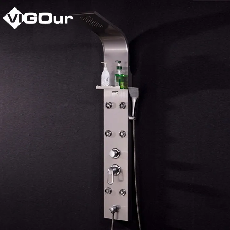 Wall mounted bathroom  smart shower panel stainless steel rain shower
