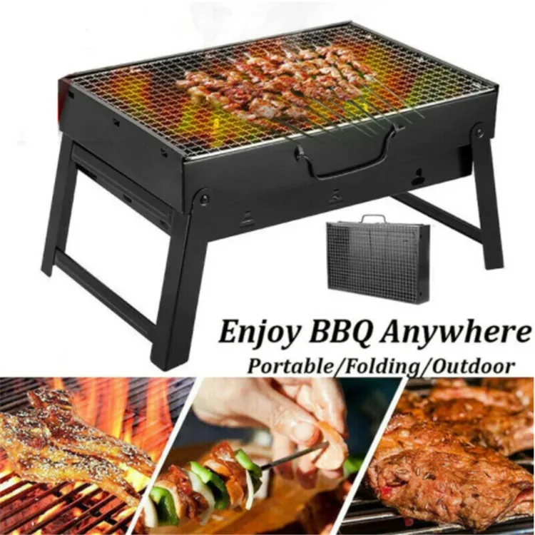 custom logo barbecue accessories Cold Rolled Steel Outdoor Camping Picnic Tool Barbecue Charcoal Grill Stove Foldable BBQ