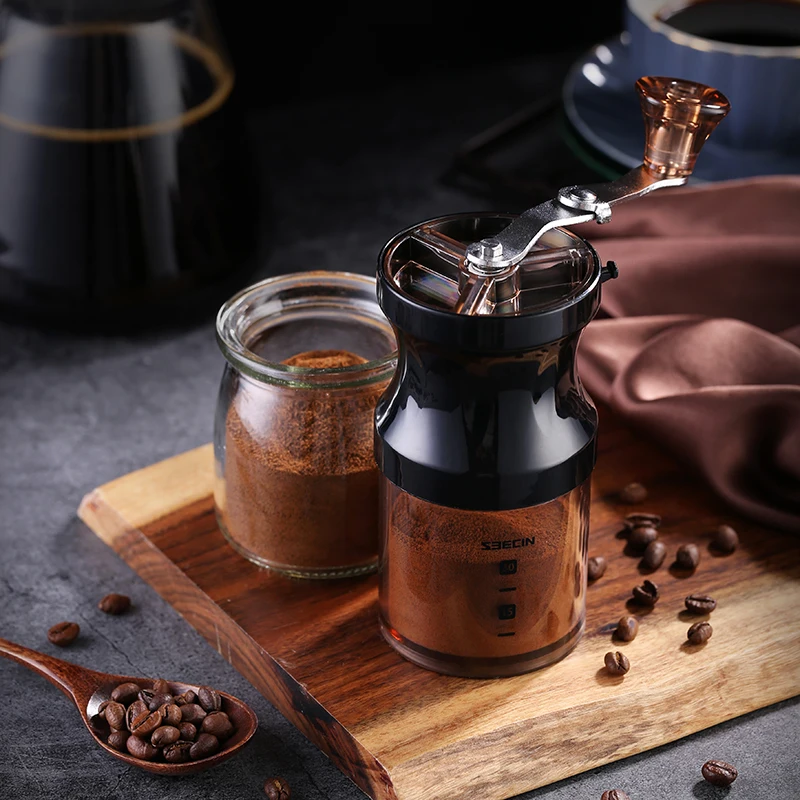 Food grade Wholesale Ceramic Burr  and PP Manual  Coffee Grinder