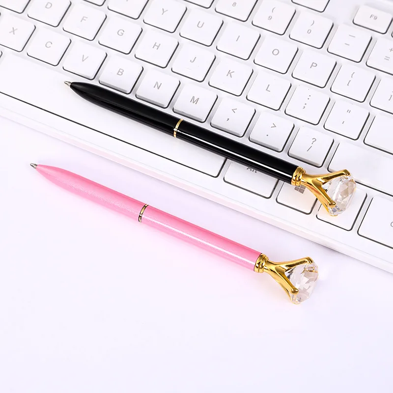Promotion Big Top Diamond Pen Multi Color Diamond Crystal Ballpoint Ball Pen With Steel Body For Wedding Gift