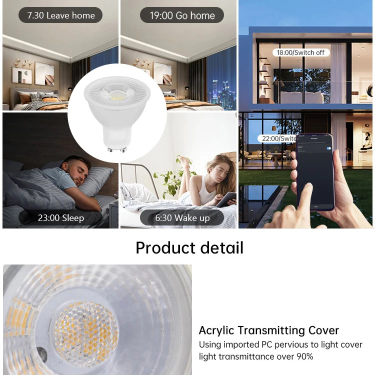 VERTEX Hot Selling RGB+CCT GU10/GU5.3 Smart app control led lamps 5w WIFI Tuya Bulb CE/RoHs