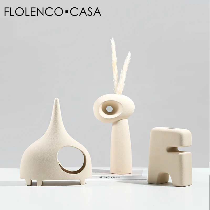 Modern Unique Artistic style Minimalist Interior Home Decorations Livingroom Ceramic Vase Ornament