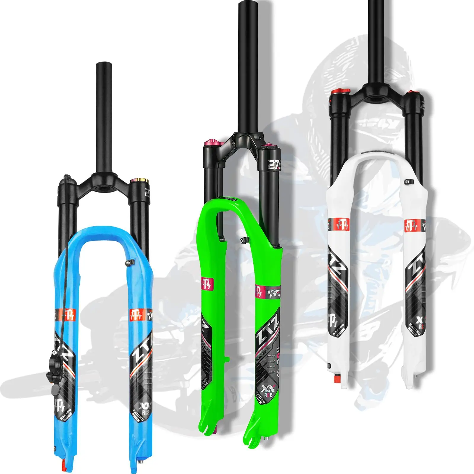 Mountain bike fork straight tube 26/27.5/29 inch white shoulder shoulder/wire control with damping
